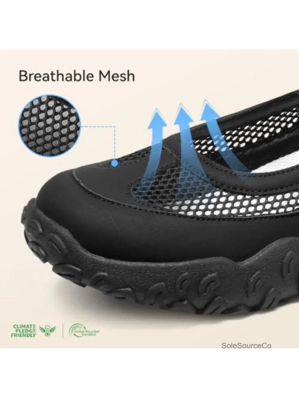 Breathable Mesh Mary Jane Ballet Flats Cushioned Slip-Resistant Womens